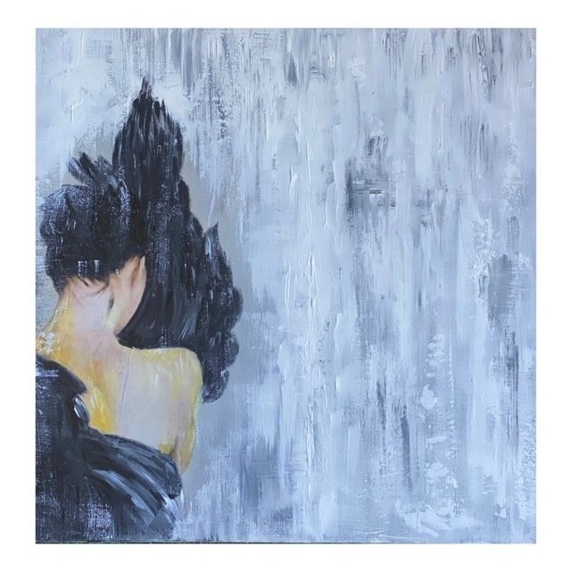 Figure in Blue Rain — Acrylic on Canvas by Tina Behnam