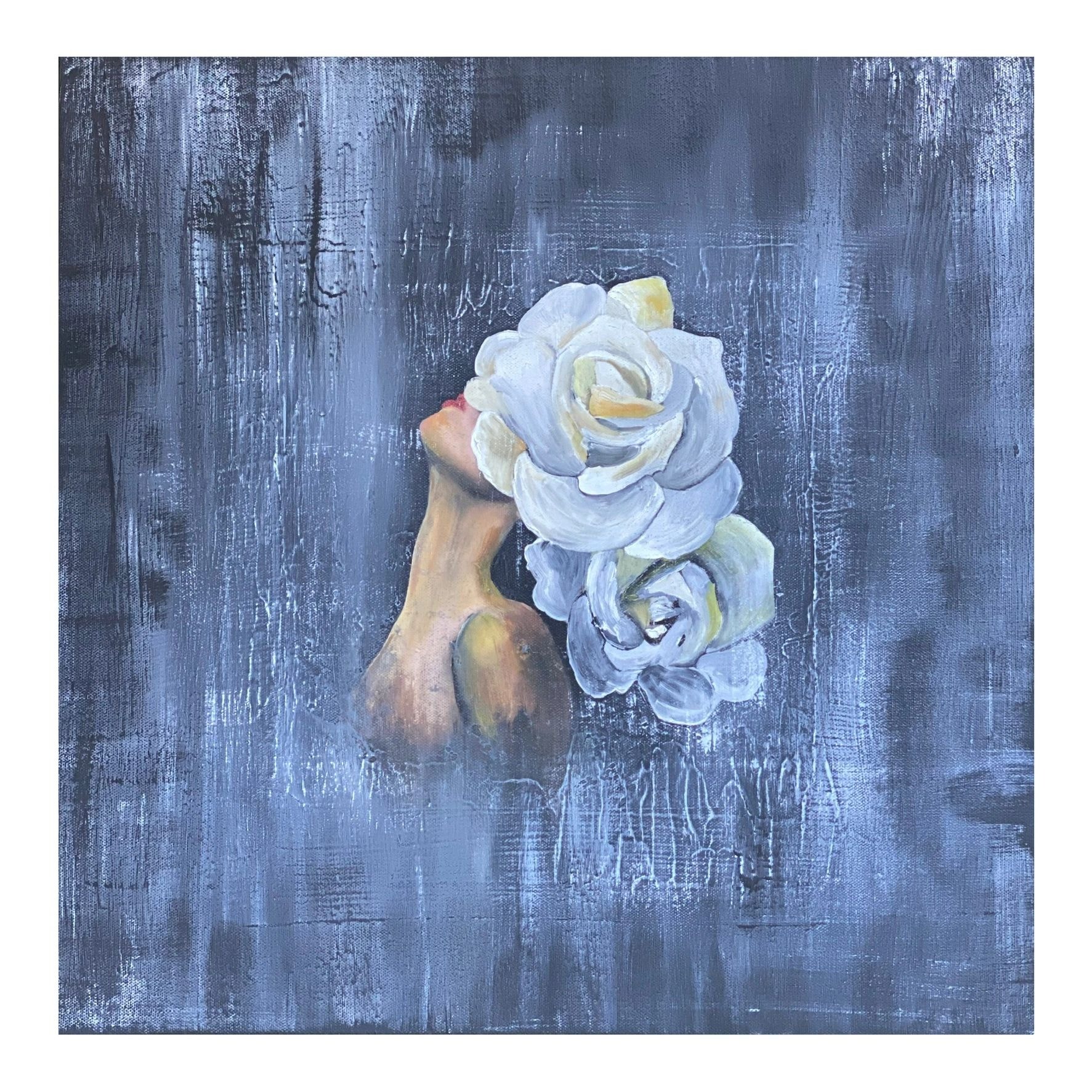 Figure with Roses — Acrylic on Canvas by Tina Behnam