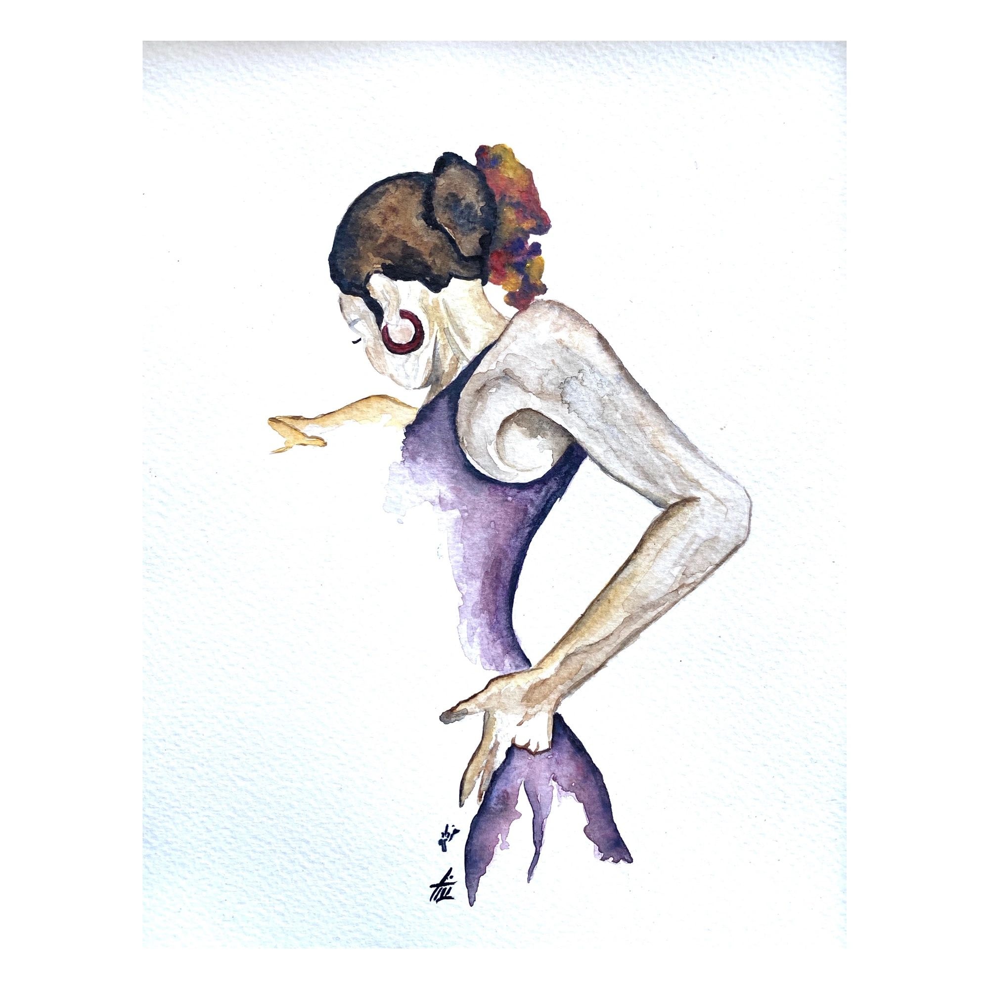 Figure in Purple — Watercolor by Tina Behnam